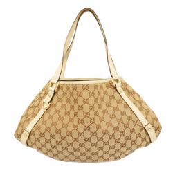 Gucci Shoulder Bag Abby 130736 Canvas Leather Beige Champagne Women's