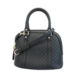 Gucci Handbag Micro Guccissima 449654 Leather Black Champagne Women's