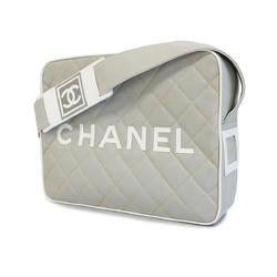 Chanel Shoulder Bag Sport Canvas White Grey Women's
