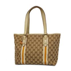 Gucci Tote Bag GG Canvas 137396 Ivory Brown Champagne Women's