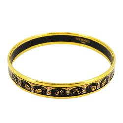 Hermes Bangle, Emaille PM, GP Plated, Gold, Black, Women's