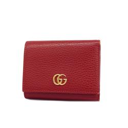 Gucci Tri-fold Wallet GG Marmont 474746 Leather Red Men's Women's