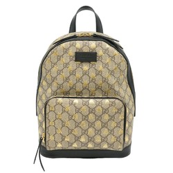 GUCCI GG Supreme Bee Rucksack Backpack Leather Beige Gold 427042