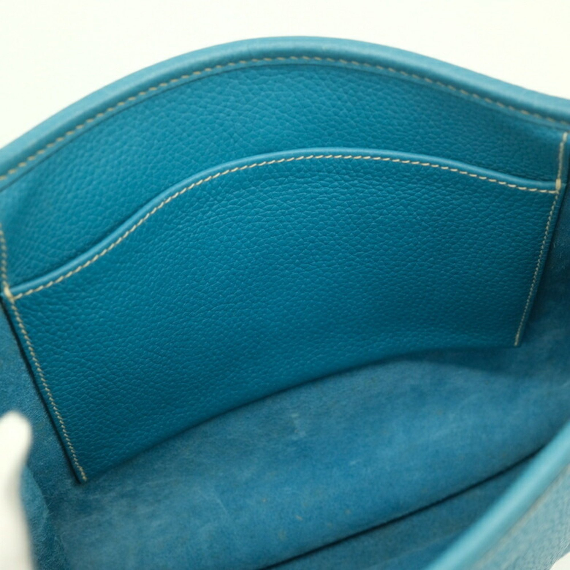 HERMES Evelyn 2 PM Shoulder Bag Leather Taurillon Clemence Blue Jean