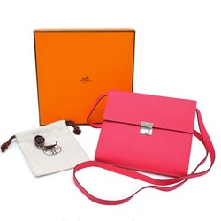 HERMES Click 16 Shoulder Bag Pouch Wallet Epsom Leather Rose Extreme Pink