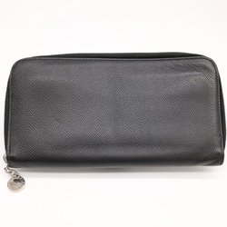 BVLGARI Bulgari Classico Long Wallet Round Zip Black Leather 20886