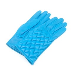 HERMES Gloves Silk Stitch Lambskin Blue