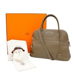 HERMES Bolide 31 Handbag Shoulder Bag Taurillon Clemence Leather Etoupe