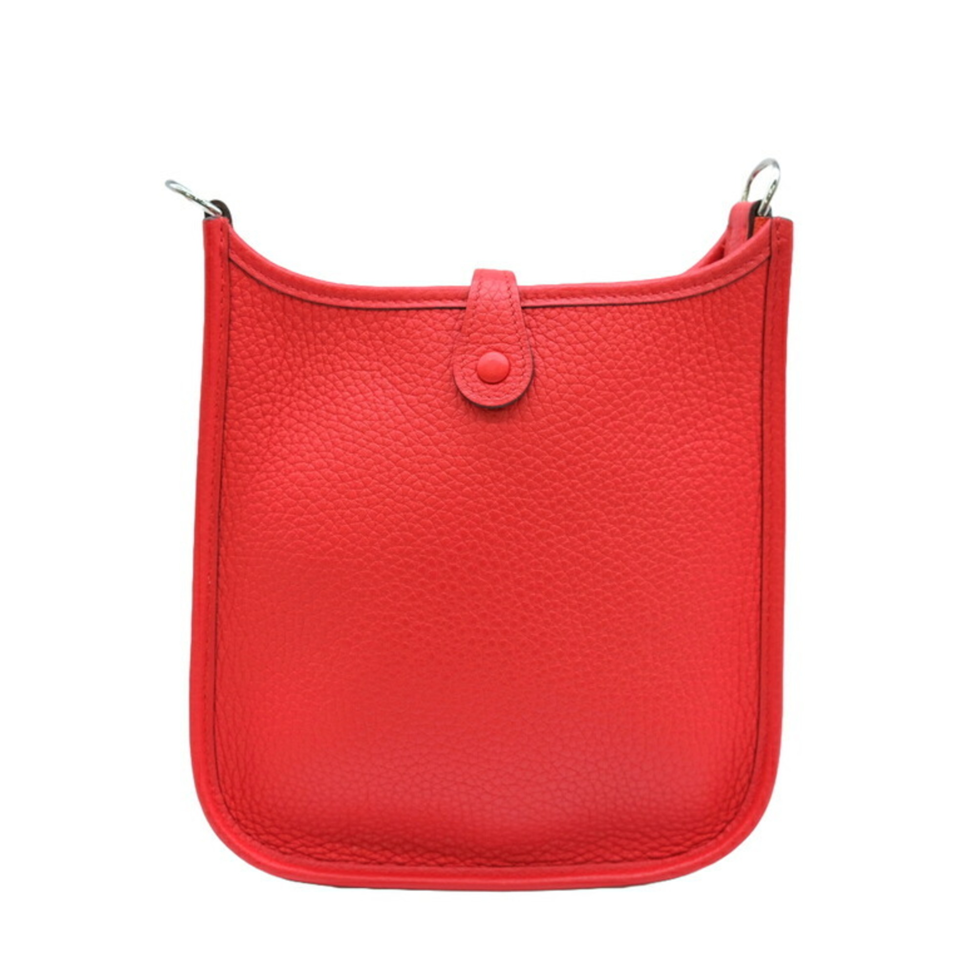 HERMES Evelyn TPM shoulder bag in leather, Taurillon Clemence, Rouge Coeur, red