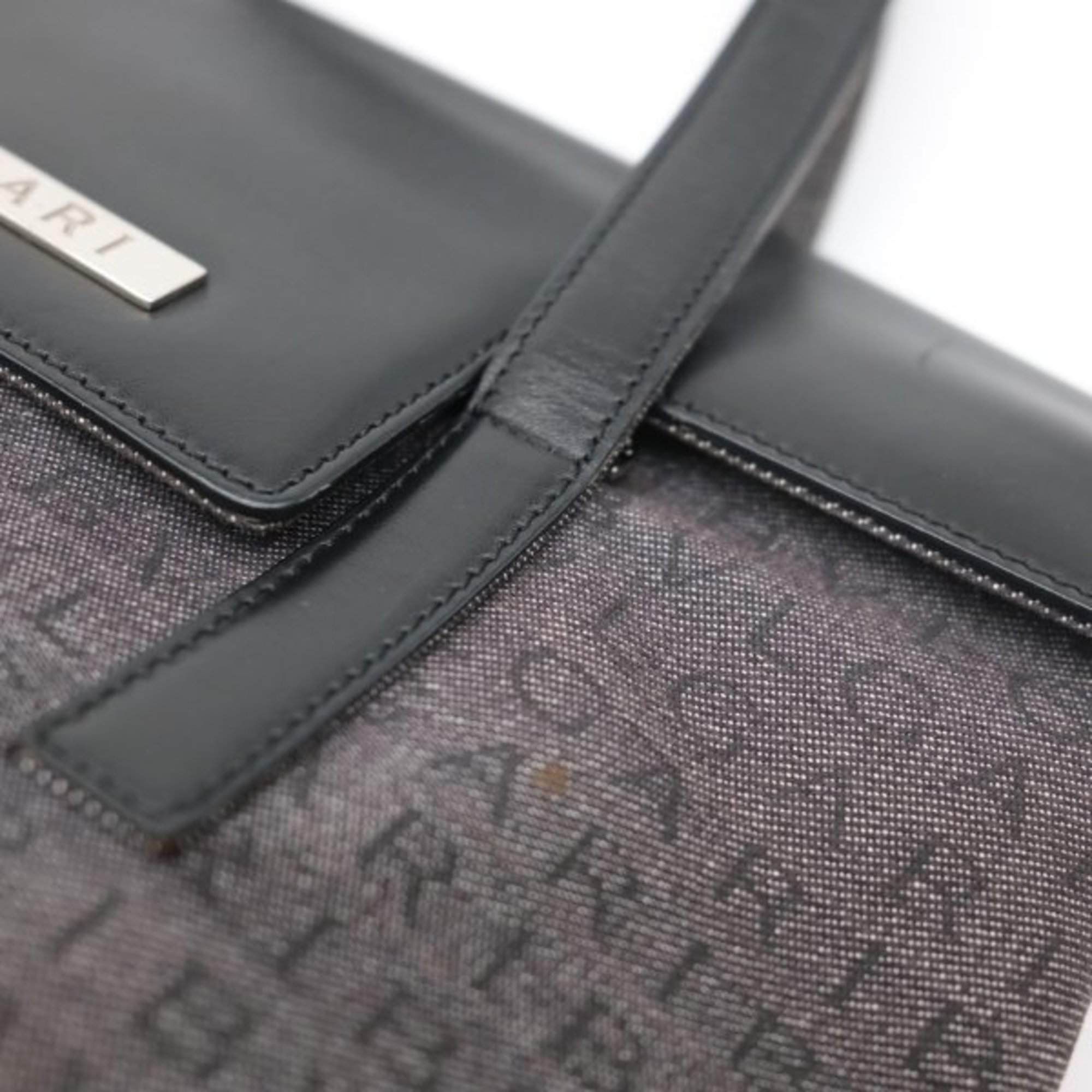 BVLGARI Bvlgari Mania Shoulder Bag Handbag Black Women's Canvas Leather