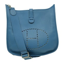 HERMES Evelyn 3 PM Shoulder Bag Taurillon Clemence Leather Blue Thalassa X Stamp