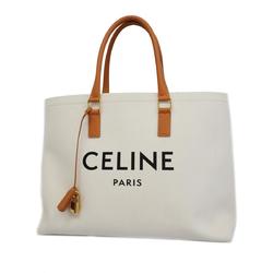 Celine Tote Bag Horizontal Cabas Canvas White Women's
