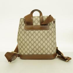 Gucci Backpack GG Supreme 674147 Leather Brown Women's