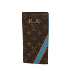 Louis Vuitton Long Wallet Monogram My LV Heritage Portefeuille Brazza M66540 Brown Blue Clair Men's