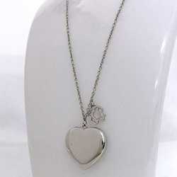 Christian Dior Necklace Silver Heart Metal Women's