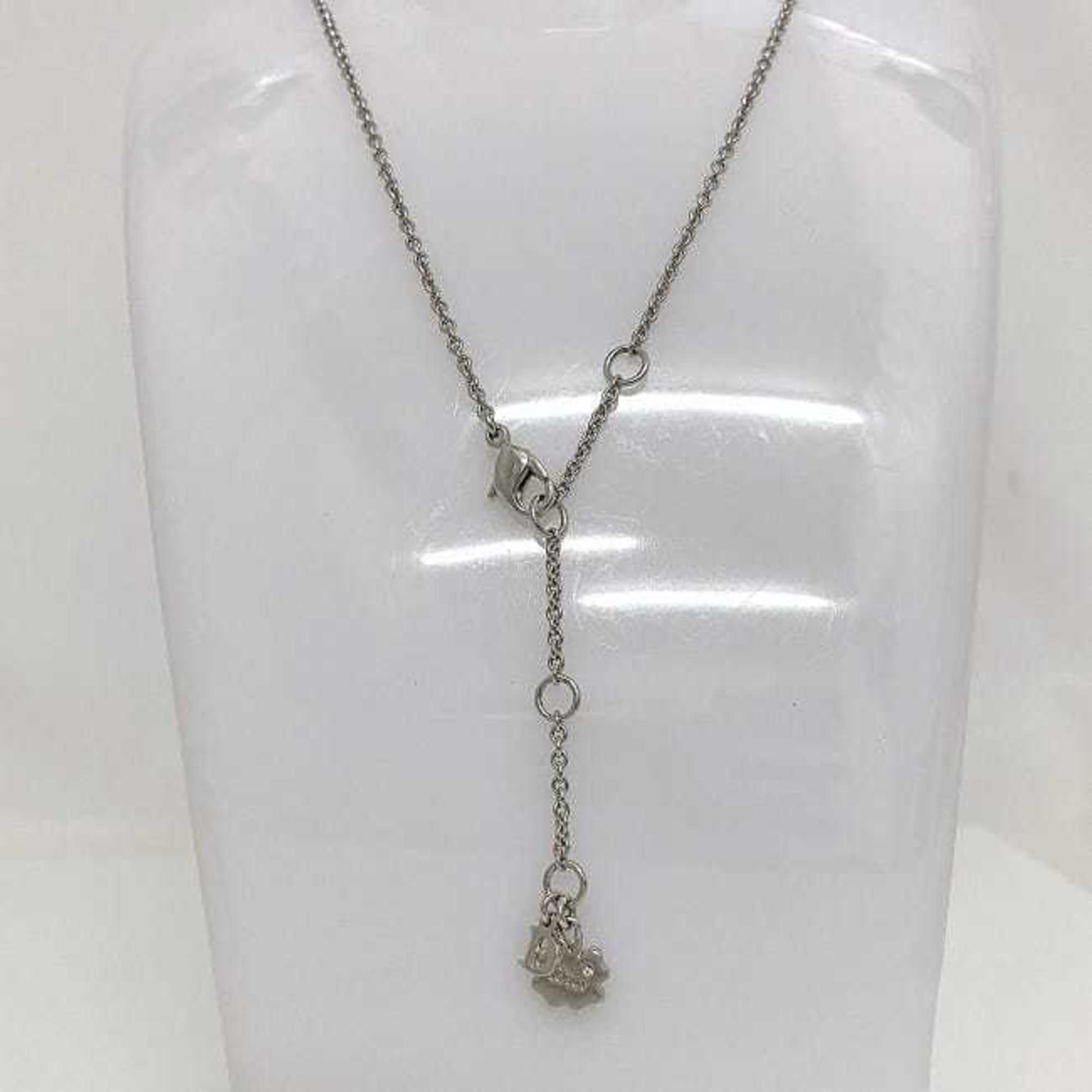 Christian Dior Necklace Silver Heart Metal Women's