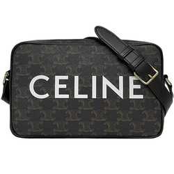 Celine Shoulder Bag Medium Black Triomphe f-20143 PVC Leather CELINE Unisex