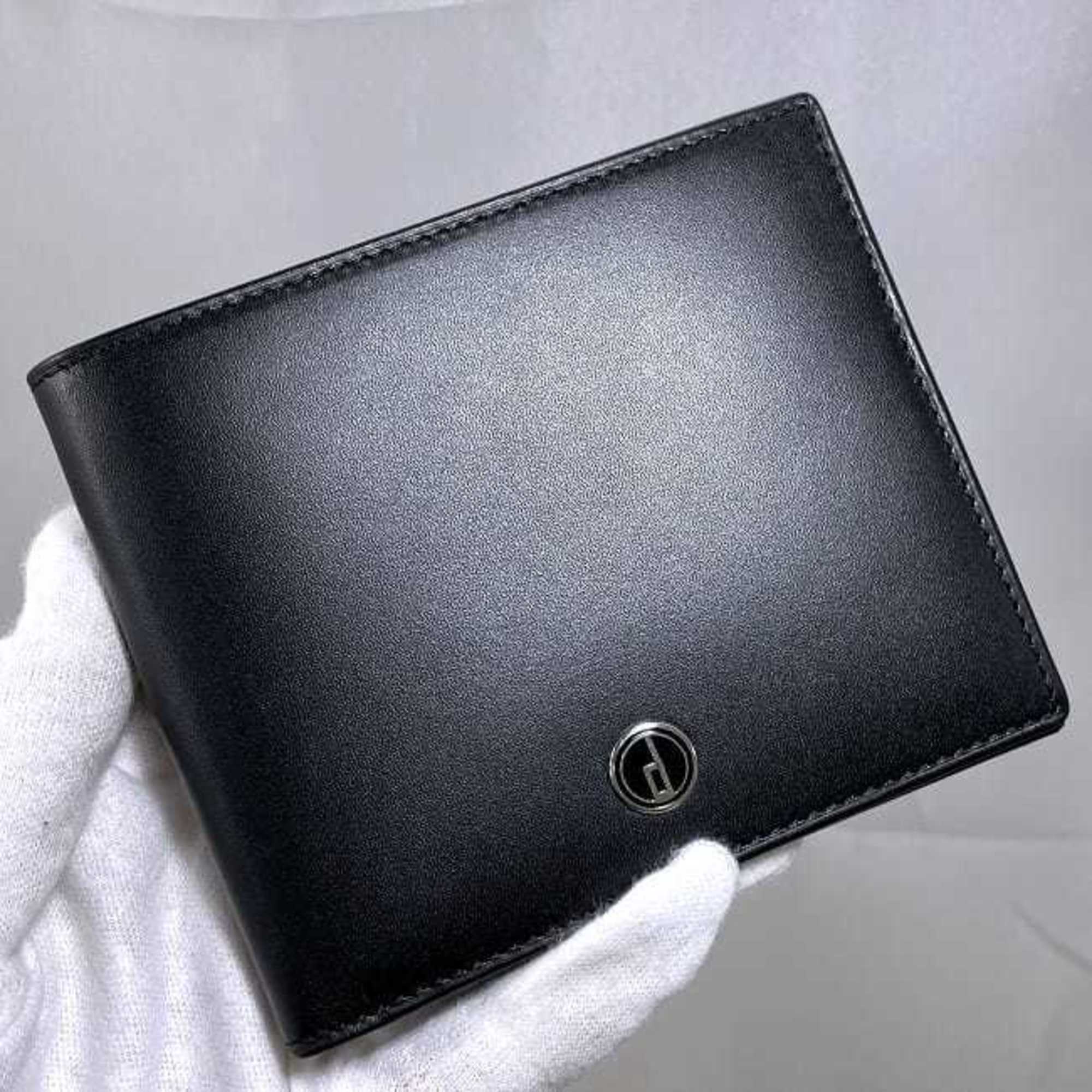 Dunhill Bi-fold Wallet Black LL3070A ec-20092 Leather dunhill Billfold Compact Men's Chic