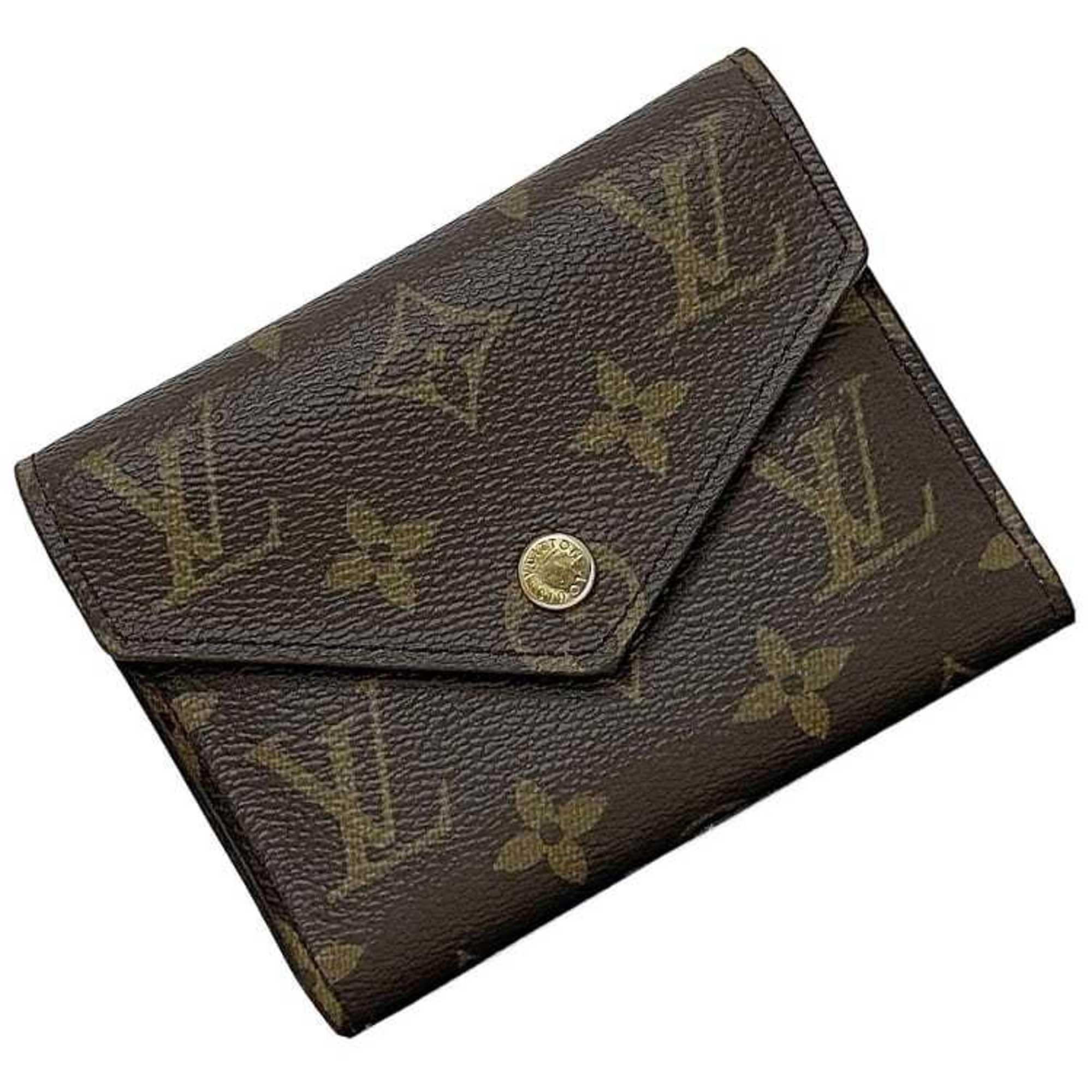 Louis Vuitton Tri-fold Wallet Portefeuille Victorine Brown Monogram M62472 f-20108 Compact Canvas IC Tag Response LOUIS VUITTON Folding Unisex