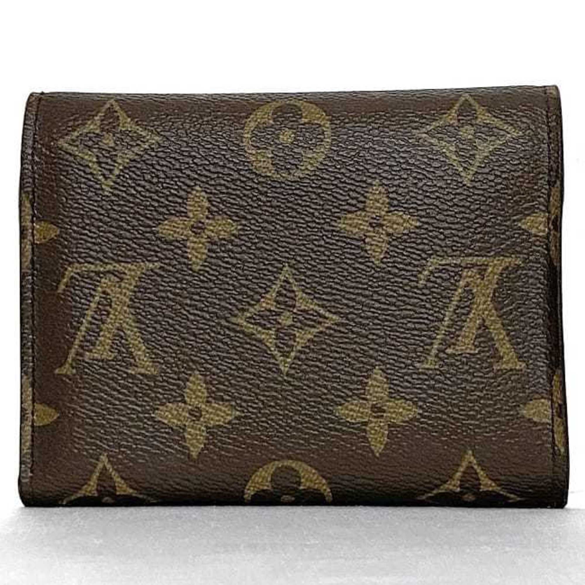 Louis Vuitton Tri-fold Wallet Portefeuille Victorine Brown Monogram M62472 f-20108 Compact Canvas IC Tag Response LOUIS VUITTON Folding Unisex