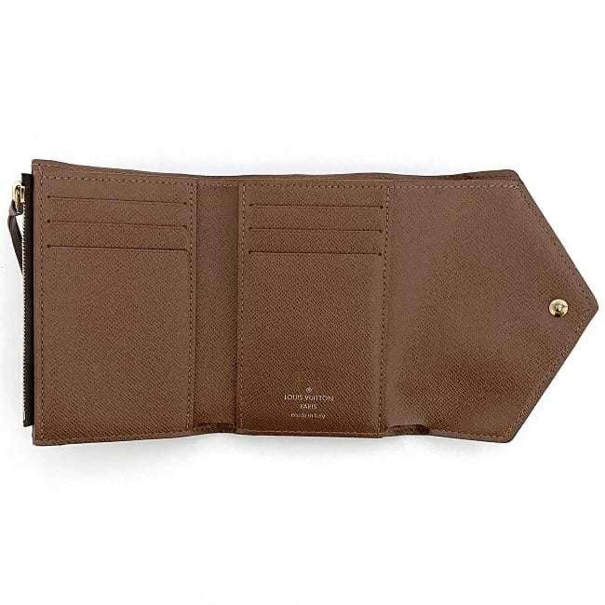 Louis Vuitton Tri-fold Wallet Portefeuille Victorine Brown Monogram M62472 f-20108 Compact Canvas IC Tag Response LOUIS VUITTON Folding Unisex