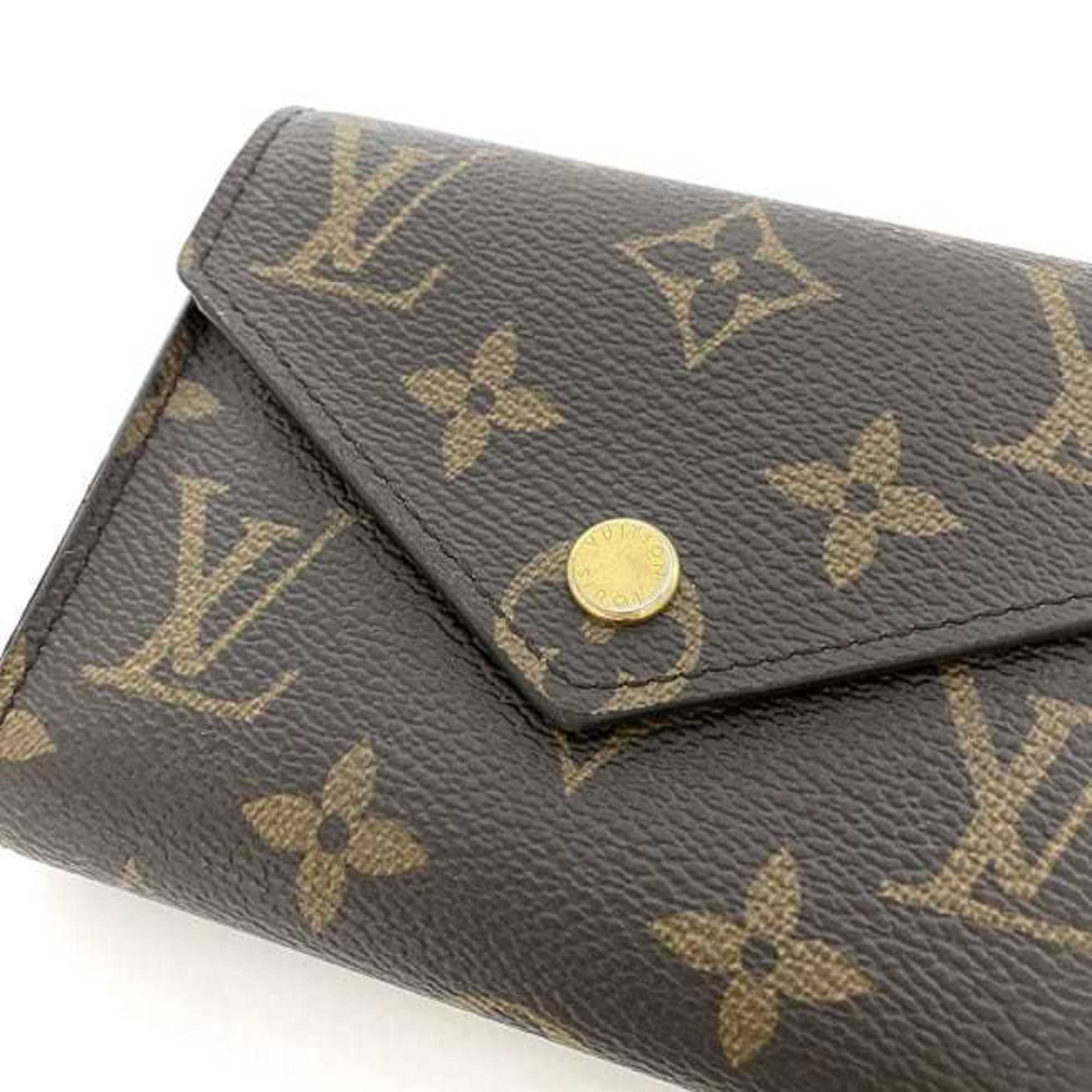 Louis Vuitton Tri-fold Wallet Portefeuille Victorine Brown Monogram M62472 f-20108 Compact Canvas IC Tag Response LOUIS VUITTON Folding Unisex