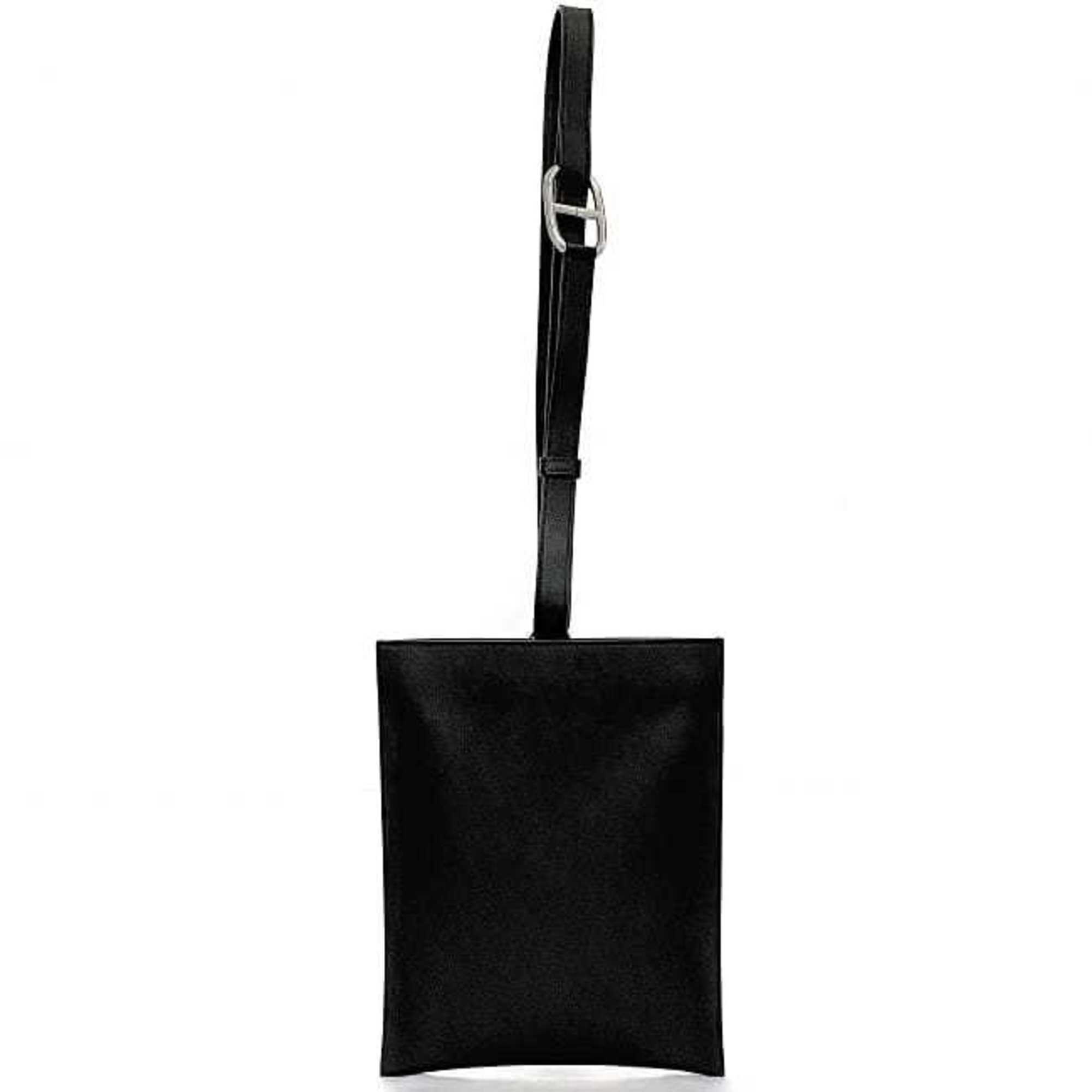 Hermes Body Bag Portefeuille Pochan Plus Black Chaine d'Ancre f-20172 Shoulder Leather Swift U Stamp HERMES Unisex