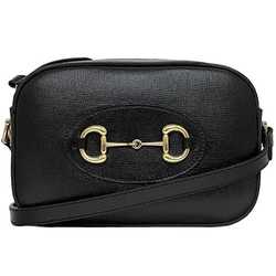 Gucci Shoulder Bag Black Horsebit 7601964 f-20125 Leather GUCCI Pochette Ladies Compact