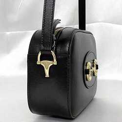 Gucci Shoulder Bag Black Horsebit 7601964 f-20125 Leather GUCCI Pochette Ladies Compact