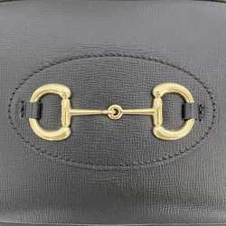 Gucci Shoulder Bag Black Horsebit 7601964 f-20125 Leather GUCCI Pochette Ladies Compact