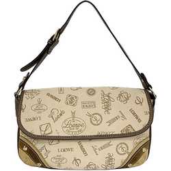 LOEWE Bag Beige Brown 320.80.005 ec-20081 Handbag Canvas Leather 160th Anniversary Flap Ladies