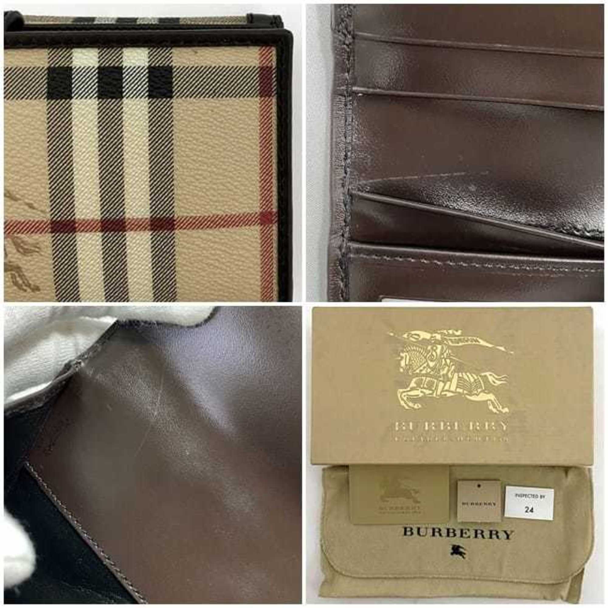 Burberry Bi-fold Long Wallet Brown Beige Nova Check 3463739 ec-20159 PVC Leather BURBERRY Zipper Coin Purse Billfold Card