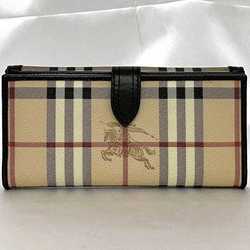 Burberry Bi-fold Long Wallet Brown Beige Nova Check 3463739 ec-20159 PVC Leather BURBERRY Zipper Coin Purse Billfold Card