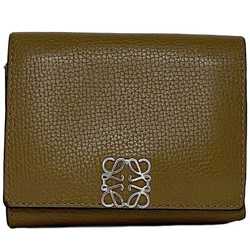 LOEWE Tri-fold Wallet Brown Anagram ec-20142 Leather Compact Women's