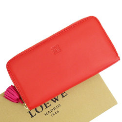 LOEWE Round Long Wallet Anagram Tassel Leather Red/Magenta Women's w0247a
