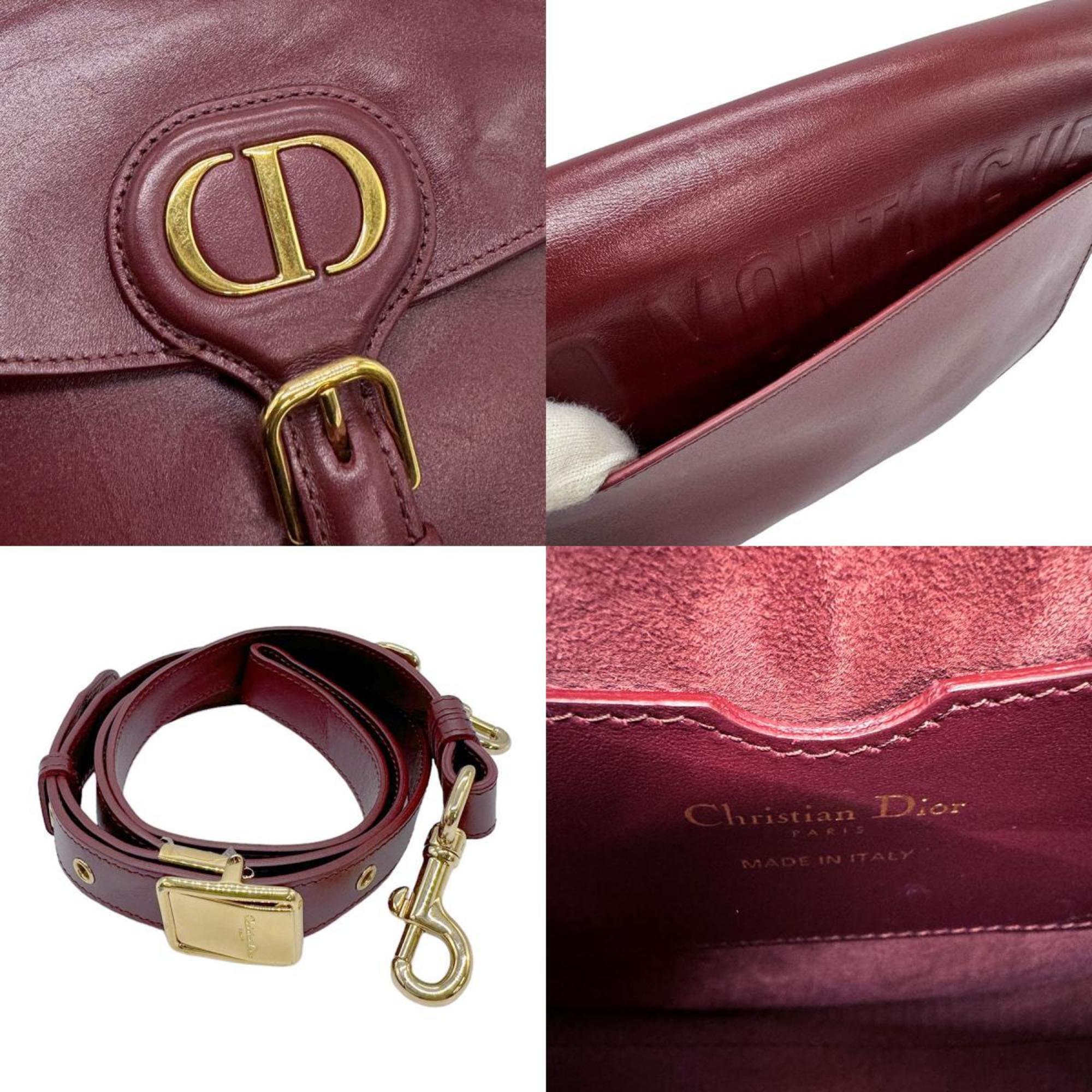 Christian Dior Shoulder Bag 30 MONTAIGNE Leather Burgundy Gold Women's z0845