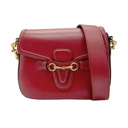 GUCCI Shoulder Bag Horsebit Leather Red Women's 380573 z0835