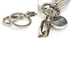 Miu MIUMIU Charm Key Ring Heart Motif Metal/Faux Pearl Silver/White Women's e58619j