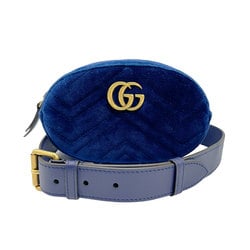 GUCCI Body bag, waist pouch, belt velour, blue, women's, 476434 z0805