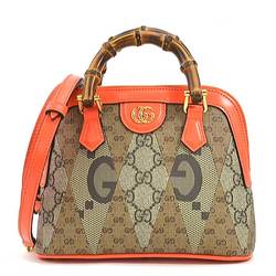 GUCCI Handbag Shoulder Bag Diana Bamboo GG Supreme Canvas Orange x Brown Purple Women's 715775 99894f
