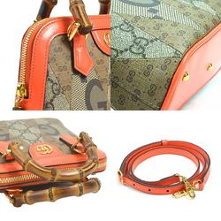 GUCCI Handbag Shoulder Bag Diana Bamboo GG Supreme Canvas Orange x Brown Purple Women's 715775 99894f