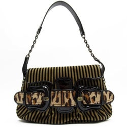 FENDI Shoulder Bag Velvet/Patent Leather Brown/Black Women's w0245g