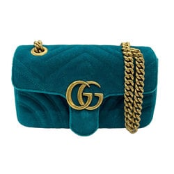 GUCCI Shoulder Bag GG Marmont Velour Green Women's 446744 z0791
