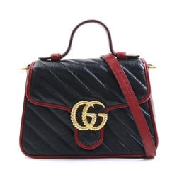 GUCCI Shoulder Bag GG Marmont Leather Black x Red Women's 583571 99906g