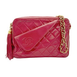 CHANEL Shoulder Bag Leather Red Women's z0834