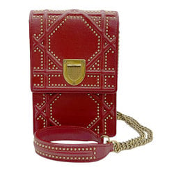 Christian Dior Shoulder Bag Leather Red Women's z0838