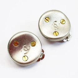 CHANEL Coco Mark Metal Earrings Silver/Gold Women's w0255a