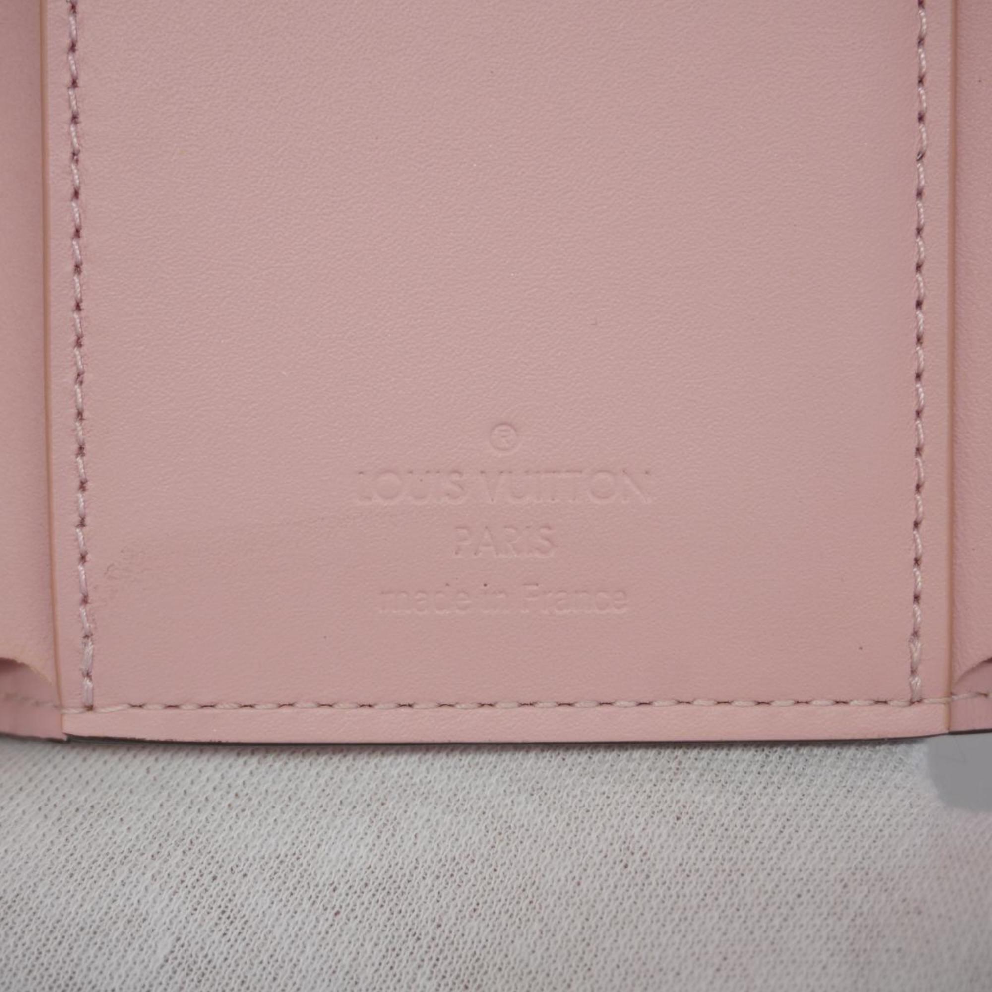 Louis Vuitton Tri-fold Wallet Vernis Portefeuille Victorine M62428 Rose Ballerine Ladies
