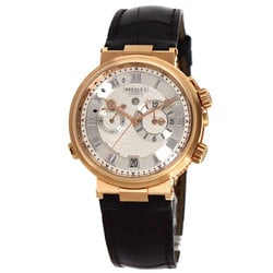 Breguet 5547BR/12/9ZU Marine Alarm Musical Wristwatch K18 Pink Gold/Leather/Rose Gold Men's