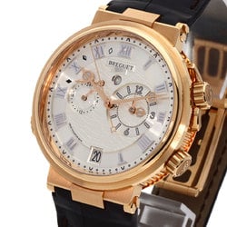 Breguet 5547BR/12/9ZU Marine Alarm Musical Wristwatch K18 Pink Gold/Leather/Rose Gold Men's